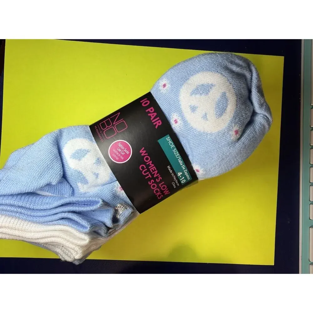 No Boundaries Women's Low Cut Socks 10 Pair Pack Shoe Size 4-10 Peace Floral NIP